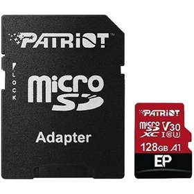 تصویر کارت حافظه microSDXC پتریوت مدل EP Series کلاس 10 استاندارد UHS-I U3 ظرفیت 128 گیگابایت به همراه آداپتور 