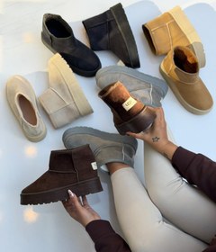 تصویر نیم بوت زنانه آگ مدل افتر پشمی خزدار رنگ قهوه ای سایز ۳۸ 