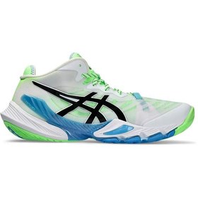 تصویر کتونی تخصصی والیبال اسیکس متارایز سفید سبز آبی Asics Metarise White Green Blue 