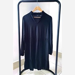 تصویر لباس مجلسی زنانه مشکی چین دار وارداتی جنس کرپ نرم مناسب سایز 36 تا 40برند اسمارا esmaraآلمان 