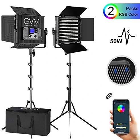  GVM RGB Video Lights with APP Control, 50W Full Color