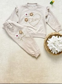 تصویر ست لباس دخترانه پاییزه مدل ۲گل ۱۷۷۴ 