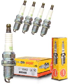 تصویر شمع BKR6E پایه کوتاه نیکل برند NGK ژاپن (بسته۴عددی) NGK Spark Plug BKR6E 6962 JAPAN