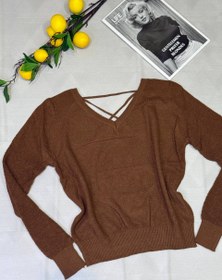 تصویر بلوز بافت وارداتی پشت بند - شکلاتی 