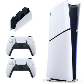 تصویر کنسول بازی سونی PlayStation 5 Slim Digital | به همراه یک دسته اضافه + پایه شارژر PlayStation 5 Slim Digital + 1 extra controller + charger