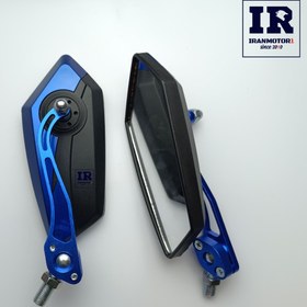 تصویر آینه تاشو تزئینی موتور سیکلت آبی کد T58 Blue motorcycle decorative folding mirror code T58