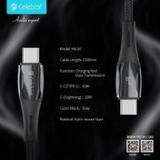 تصویر کابل انتقال دیتا و شارژ تایپ سی به تایپ سی 1.2متری سلبریت مدل Celebrat HB-06 توان 60وات با آلیاژ روی 