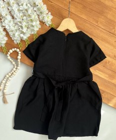 تصویر پیراهن سوزندوزی مجلسی مشکی دخترانه - طرح Black dress shirt for girls