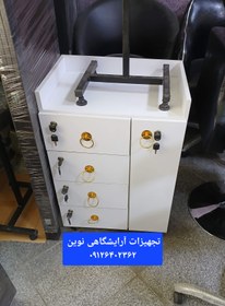 تصویر ترولی چوبی قفلدار دررنگ بندی سفید مشکی 