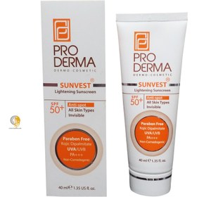 تصویر ضد آفتاب و ضد لک spf 50 پرودرما فاقد رنگ 40 میل 