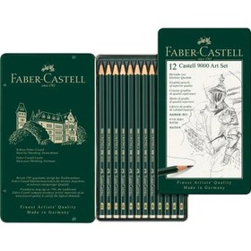 تصویر مجموعه 12تایی مدادهای گرافیتی فابرکاستل 9000 Faber-Castell 9000 Graphite Sketch Pencil Sets Art 8B - 2H set of 12