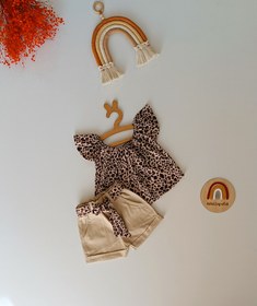تصویر کراپ شلوارک دخترانه(نوزادی) - سایز30 / پلنگی.شلوارک.کرم 