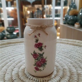 تصویر گلدان سرامیکی متوسط گل سرخ 