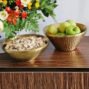 تصویر کاسه استیل طلایی شیاردار و چکش کاری - نوع: شیاردارمتوسط 