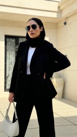 تصویر کت یقه انگلیسیه مشکی زنانه - سایز Black coat