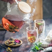 تصویر قوری پیرکس در بامبو - 1 لیتری TEA POT Pyrex Kettle