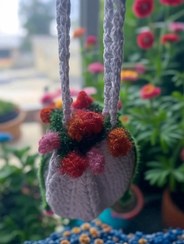 تصویر کیف قلاب بافی گلدار 