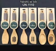 تصویر کفگیر ملاقه چوبی دسته چوبی یونیک UN-1110 Unique silicone handle wooden ladle service UN-1110