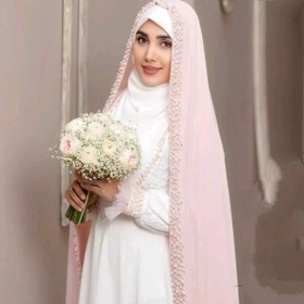 تصویر چادر عروس مرواریدی محضری عقدی حرم گلبهی صورتی کمرنگ فیلی سورمه ای مشکی آبی صابونی نباتی سفید کرم شیری 