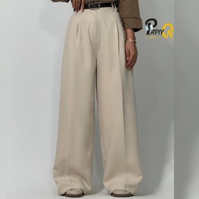 تصویر شلوار بگ ریزشی زنانه کرپ مورگان مشکی 