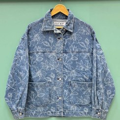 تصویر کت جین اسلش طرح گل وارداتی 