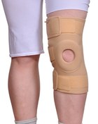 تصویر زانو بند نئوپرنی قابل تنظیم ساده فری سایز کرم رنگ پاک تن Neoprene knee support