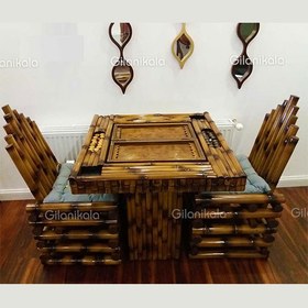 تصویر میز بازی بامبو+2 صندلی 