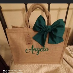 تصویر کیف کنفی لاکچری بسته 20 عددی jute bag angela 20 set