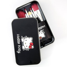 تصویر ست براش آرایشی 7 تکه هلو کیتی با جعبه فلزی - مشکی HELLO KITTY 7 PCS Mini brush kit