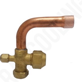 تصویر شیر سرویس کج کندانسور کولر دوتیکه سایز 5/8 اینچ کامتک Condenser Valve 5/8 inch good quality