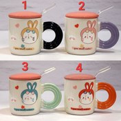 تصویر ماگ سرامیک وارداتی درب دار نی دار فانتزی خرگوشی - 4 