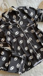 تصویر بلوز وشلوار آستین کوتاه پاندا مشکی 