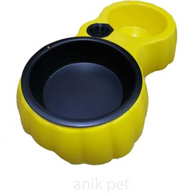 تصویر ظرف غذای سگ و گربه زرد دوقلو zarix 
