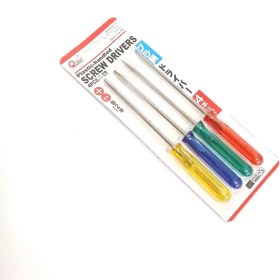 تصویر مجموعه 4 عددی پیچ گوشتی دستی چهارسو و دو سو 17 سانتی Plastic-handled Screw Drivers - 4PCS./SET