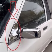 تصویر قاب استیل لچکی آینه بغل پراید ۱۳۱ بسته ۲ عددی 