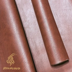 تصویر چرم مصنوعی رنگ عسلی طرح رگه دار - ۵۰*۱۴۰سانتیمتر (نیم متر ) 