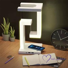 تصویر چراغ خواب رومیزی شناور معلق مدل شارژر بی سیم SMART DESK LAMP 