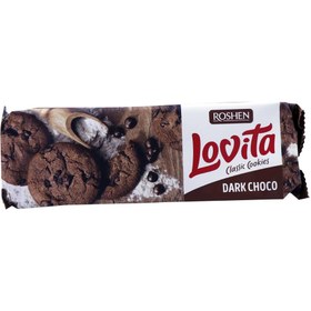 تصویر کوکی روشن لاویتا با طعم شکلات تلخ 150 گرم ا Roshen Lovita Classic Cookies Dark Choco 150g Roshen Lovita Classic Cookies Dark Choco 150g