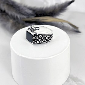 تصویر انگشتر نقره مردانه مدل کرال سیاه قلم 