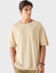 تصویر تی‌شرت آستین کوتاه لی کوپر با یقه گرد و طرح راه‌راه برند lee cooper Lee Cooper Ribbed Crew Neck T-shirt with Short Sleeves