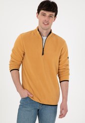 تصویر سویشرت مردانه نیم زیپ طرح شتری ساده طرح قطبی یو اس پولو اسن 