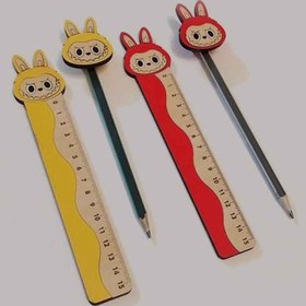 تصویر ست خط‌کش و سرمدادی با طرح‌های فانتزی لبوبو 