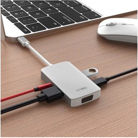 تصویر هاب ۵ پورت ویوو مدل WIWU ALPHA 5 IN 1 USB-C HUB A513HVP 