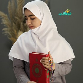 تصویر مقنعه نماز سفید تترون (چانه دار) کد 1666 