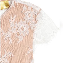 تصویر پیراهن مجلسی دانتل سفید H&M پیراهن مجلسی محصول سوئد< دارای رتبه ی gold (یعنی درجه یک ترین محصولات اچ اند ام از نظر خود برند) تینیجری تمام دانتل آستر دار بک لس سایز محصول : ۳۶ عرض سینه : ۴۵ عرض کمر : ۳۶ عرض باسن : ۵۵ قد : ۹۸