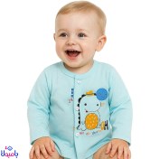 تصویر مانتو نوزادی آبی طرح دایناسور 