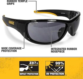 تصویر عینک ایمنی لنز دودی DPG94-2C دیوالت DEWALT DPG94-2C Dominator Safety Glasses, Smoke Lens