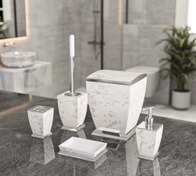 تصویر ست پنج پارچه سرویس بهداشتی هارمونی طرح سنگ سفید کروم مدل آوا 