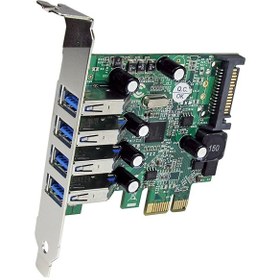 تصویر کارت USB3.0 PCI Express برق ساتا 4 پورت مینی پنل مخصوص مینی کیس USB3.0 PCI Express card, SATA power, 4 port mini panel for mini case