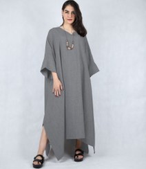 تصویر مانتو کفتان تابستانه بلند با پارچه شانتون 